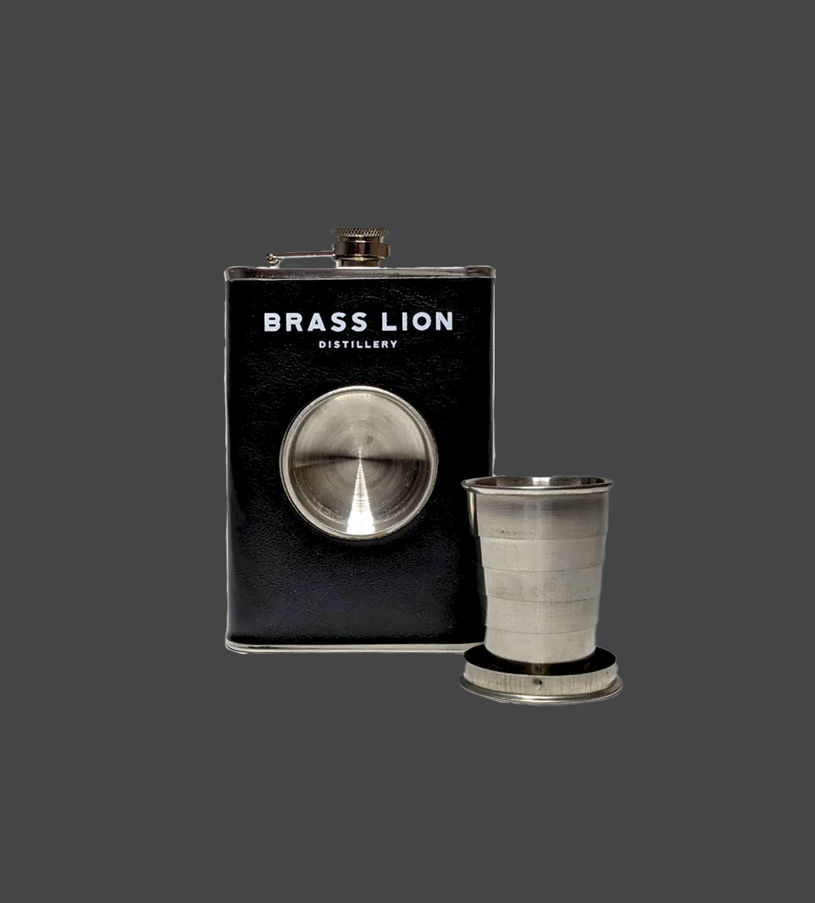 Brass Lion Hip Flask